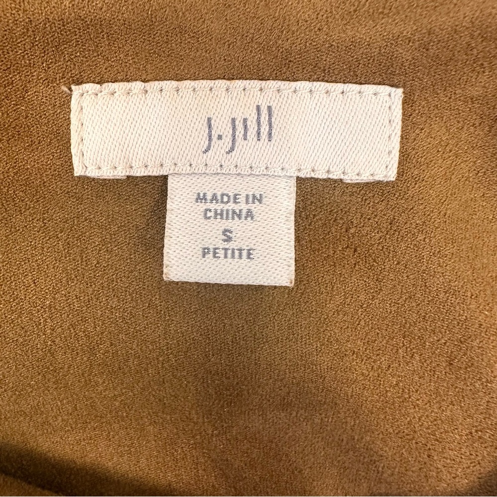 J. Jill Faux Suede Moto Jacket Size Small Petite SP Brown Camel Asymmetrical Zip - Picture 5 of 13